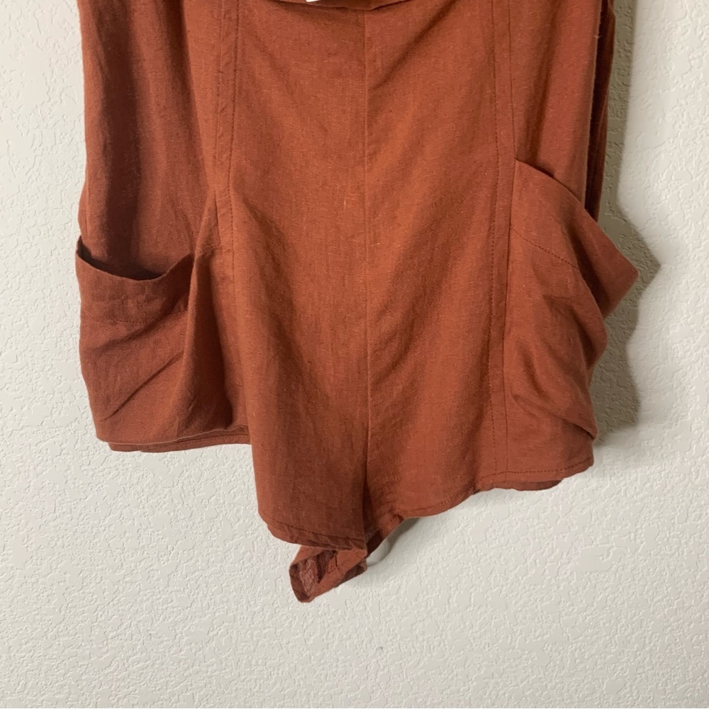 By Anthropologie Brown Strapless Linen Romper S NWT - Picture 3 of 9